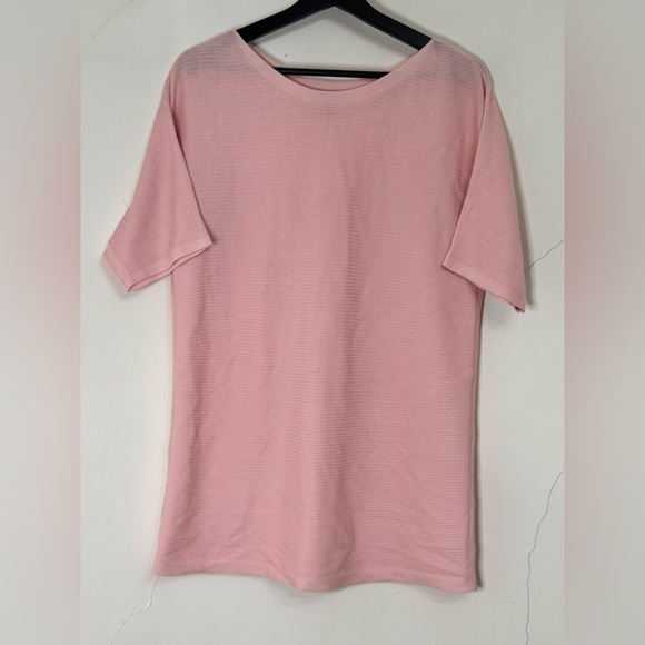 Women’s Talbots Ribbed Knit Shortsleeved Light Pink Summer Fall Lightweight Top - Picture 1 of 5